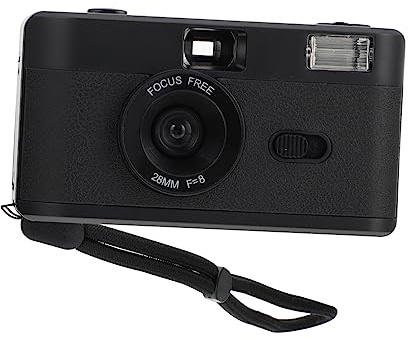 Fotocamera Analogica 35mm Riutilizzabile Flash Integrato, Abs Nero | Compatibile Pellicola 35mm, Alimentazione Esclusa, Formato Compatto, per Riprese Quotidiane e Viaggi