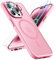 ORETECH Magnetica Cover per iPhone 14 Pro Max [Compatibile con MagSafe], con 2 Vetro Temperato e 1 Vetro Fotocamera, Custodia Traslucida Opaca Antiurto Ultra Sottile Hard PC Silicone,Rosa Chiaro
