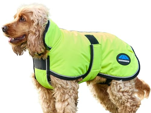WeatherBeeta ComFiTec Reflective 300D Deluxe Showerproof Dog Coat, Yellow, 80cm