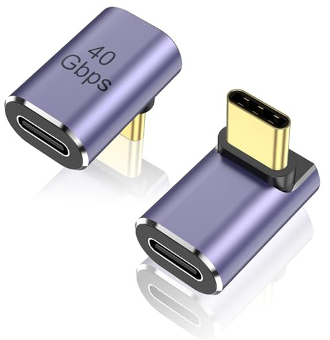 Tobfit USB C 90° Adapter, Typ C auf Typ C 4.0 40Gbps, 2 Stück 90 Grad USB C Winkelstecker für Laptop, Tablet, Telefon, Handy(B)