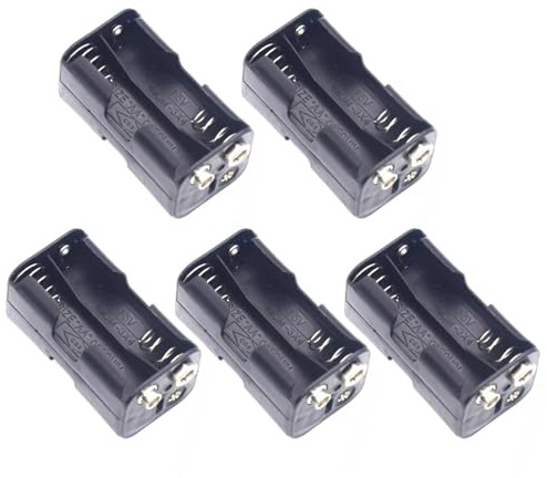WKabnkn Lot de 5 supports de 4 piles AA avec connecteur à pression - Boîte de rangement pratique avec connecteur 9 V - Remplacement facile