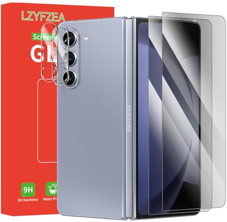 LZYFZEA 2+2 Pack Privacy Screen Protector for Samsung Galaxy Z Fold 5， with Camera Lens Protector, Anti-Spy Tempered Glass Film, 9H hardness，HD Clear, Anti-Scratch, Case Friendly