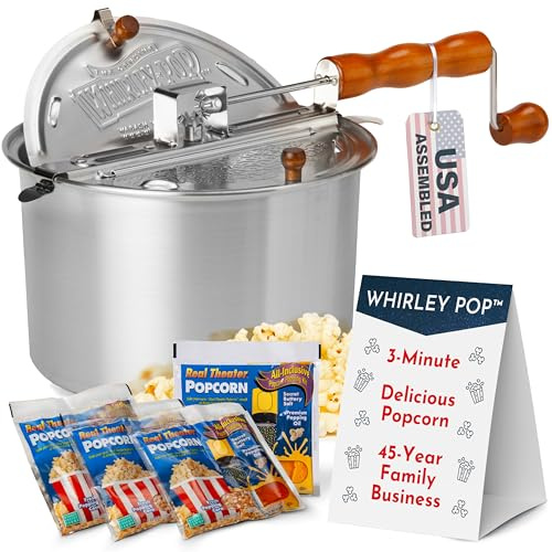 Wabash Valley Farms Whirley-Pop Theater-Geschenk-Set mit Kochfeld Popcorn Popper