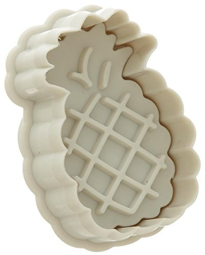 Ateco Ananas-Ausstechformen, zum Schneiden von Dekorationen und Direktprägungen, federbelasteter Griff, lebensmittelechter Kunststoff, weiß, 5,1 x 5,1 cm
