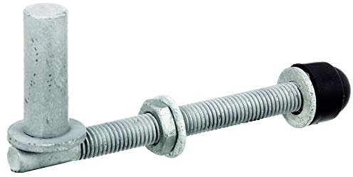 Alberts 410674 Kloben | ein Paar, zum Durchschrauben, verstellbar | feuerverzinkt | Dornmaß Ø16 mm | Länge 140 mm | Gewinde M12, Silber