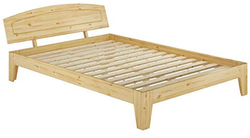 Erst-Holz® Futonbett Doppelbett Kiefer Natur 140x200 Massivholzbett mit Rollrost Jugendbett 60.63-14