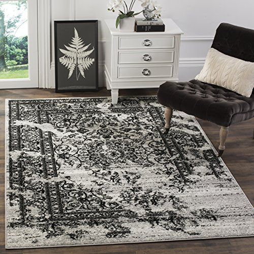 SAFAVIEH Adirondack Collection Accent Rug - 4' x 6', Silver & Black, Oriental Distressed Design, Non-Shedding & Easy Care, Ideal for High Traffic Areas in Entryway, Living Room, Bedroom (ADR101A)