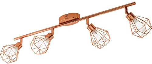 EGLO LED Deckenlampe Zapata, 4 flammige Deckenleuchte, Deckenstrahler aus Metall und satiniertem Glas, Wohnzimmerlampe in Kupfer, Weiß, Flurlampe inkl. G9 Leuchtmittel, warmweiß