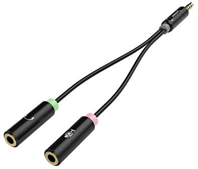 SABRENT 3.5mm splitter Jack Audio Adapter, dual Way Y Headphone Microphone converter, 3.5 mm to Aux, External jack adapter for Gaming, headset, phones, PC, Tablets, laptop etc.