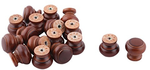 sourcingmap 17pcs Bouton de Meuble Bouton Porte Bouton Tiroir Placard Armoire Poignée de Meuble en bois brun foncé