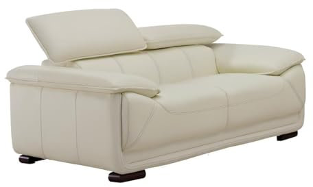 Vente-unique-Ledersofa 2-Sitzer - Elfenbein - MACELO