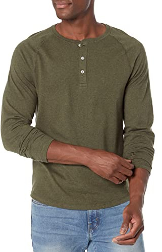 Amazon Essentials Men's Long-Sleeve 100% Cotton Henley Shirt