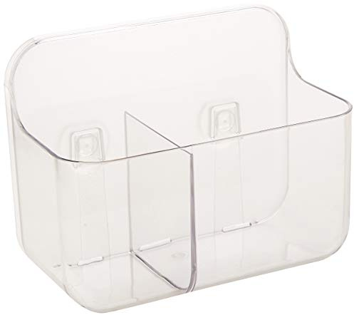 Addis 517873 Invisifix Bathroom Toothbrush 2 compartment Caddy Holder, Translucent, 9.5 x 14 x 18 cm