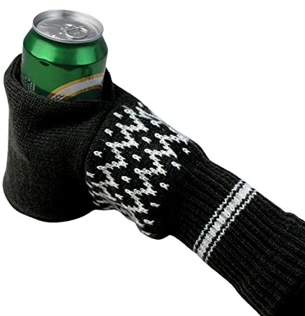 Luckxing 1 Stück Bier Fäustlinge Winter Gestrickte Beer Mitt Bierhandschuhe Stricken Isolierende Bierhandschuhe, Hält Ihr Getränk Kalt Und Ihre Hände Warm