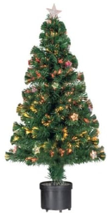 Trade Shop Traesio Albero di Natale Fibra Ottica, 60 Punte, 9 Stelle, Verde, 60 cm