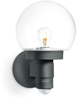 Steinel Sensor-Außenwandleuchte L 115 S Anthrazit, 240° Bewegungsmelder, 12 m Reichweite, Grundlicht, Dauerlicht, Softlicht [Energieklasse A++]