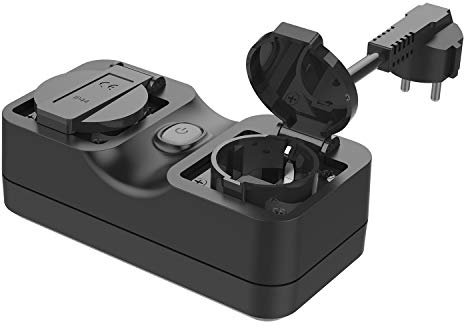 Flysocks WLAN Outdoor Steckdose, Wasserdichte Smarte Außensteckdose mit 2 Ausgänge, mit App Fernsteuerung, Kompatibel mit Alexa, Google Home
