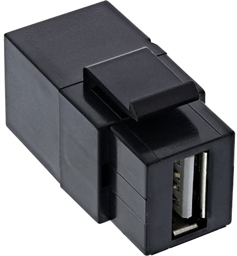 InLine® USB 2.0 Keystone Snap-In Einsatz, USB-A Buchse/Buchse, gewinkelt, schwarz