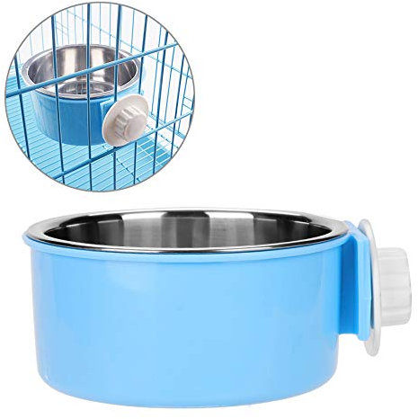 Dog Cage Crate Water Bowls Dog Food Bowl Cat Feeding Bowl 2-in-1 Pet Hanging Bowl Removable Stainless Steel Dog Bowl with Plastic Puppy Feeder Food Water Bowl for Dog Cat Bird Rabbit Hamster Ferret
