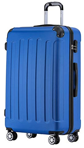 BEIBYE Hartschalen-Koffer Trolley Rollkoffer Reisekoffer Handgepäck 4 Rollen (M-L-XL-Set) (Blau, XL)