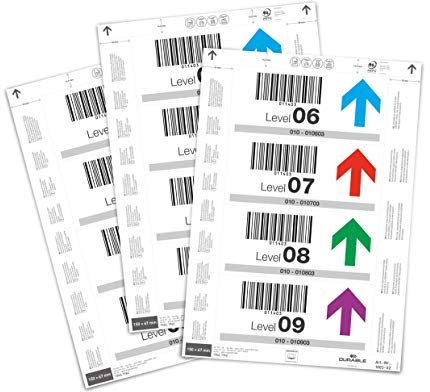 Durable Einsteckschilder 150 x 67 mm für Etikettentaschen, 80 Etiketten auf A4 Bögen, weiß, 100302