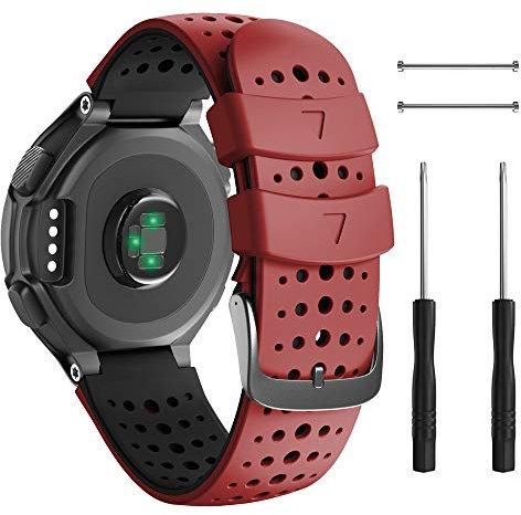 ANBEST Armband für Garmin Forerunner 235/735XT/620/630/230/220, Silikon Ersatzarmband für Approach S20/Approach S5/Approach S6, Schwarz/Rot