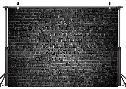 AIIKES 7x5FT Schwarz Backsteinmauer Fotografie Hintergrund Retro Portrait Shooting Geburtstagshintergrund 11-894