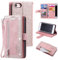 UEEBAI Wallet Case for iPhone 7 Plus iPhone 8 Plus, Retro 9 Card Holder Slots Zipper Pocket Handbag Case PU Leather Magnetic Closure Kickstand with Wrist Strap TPU Shockproof folio Case - Rose Gold