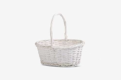 High Handle Natural Wicker Hampers Easter Basket With Handle Gift Hampers Storage Basket (White)