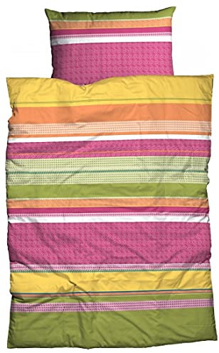 LIVING DREAMS Baumwoll Satin Bettwäsche Summer Garden 155 cm x 220 cm bunt