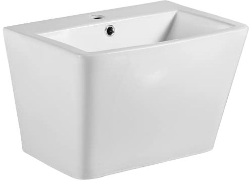 Lavabo Mural Cerámico Blanco Suspendido | Lavamanos de Baño Cuadrado