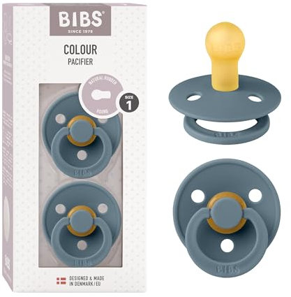 BIBS Colour Schnuller 2er-Pack, BPA-frei, Kirschform Nippel. Naturkautschuk/Latex, Größe 1 (0-6 Monate), Petrol/Petrol