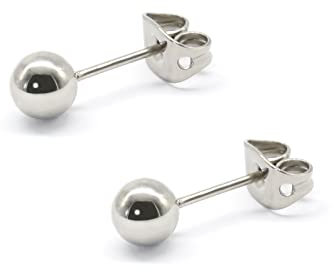 Artskin Titan Silber Kugel Damen Ohrstecker Hypoallergene Ohrringe für Frauen Männer Mädchen 4mm Silber Runde Kugel Ohrring für empfindliche Ohren