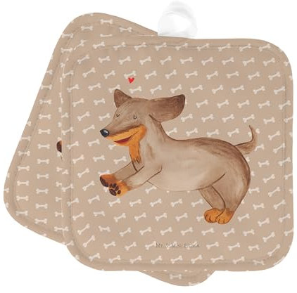 Mr. & Mrs. Panda Topfuntersetzer Hund Dackel - Geschenk, Herz, Sprüche, Vierbeiner, Tierliebhaber, Ofenhandschuh, Happy Dog, Hunderasse,