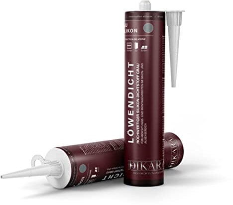 Silikon Grau für Innen- & aussen | Löwendicht Bausilikon 310 ml | Außenbereich Fenster | wasserfest/uv-beständig (1, Grau)