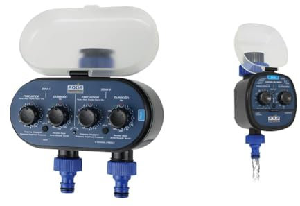 Aqua Control C4011 - Programador de Riego para Jardín - para Todo Tipo de Grifos - con 2 Salidas Independientes & C4099O Programador de Riego para Jardín, para Todo Tipo de Grifos, Apertura a 0 Bar