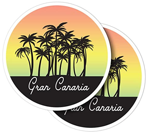 Vinyl-Aufkleber, rund, 10 cm, Gran Canaria, Spanien, Strandresort, für Laptops, Tablets, Gepäck, Scrapbooking, Kühlschränke #61078