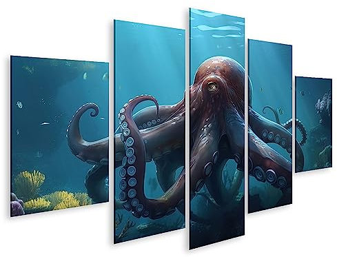 islandburner Bild auf Leinwand Riesenkrake schwimmt unter Wasser Unterwassertiere KI Riesenkrake sch Bilder Wandbilder Poster JAWE-MFP