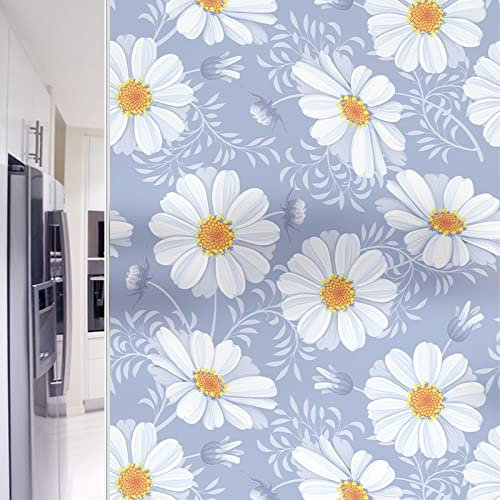 Fensterfolie Weiße Chrysantheme Sichtschutzfolie Fenster Klebstofffrei Fensterfolie Blickdicht Milchglasfolie Selbstklebend Fenster Fensterfolie Selbsthaftend Folie Fenster Sichtschutz 60x200cm