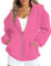FANCYINN Felpe con Cappuccio da Donna con Zip Integrale Felpe con Cappuccio da Donna Ragazze Adolescenti Cappotti in Pile Oversize Giacche a Maniche Lunghe Rose Red L