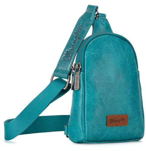Wrangler Umhängetasche für Damen, kleine Schultertasche und Brusttasche mit verstellbarem Riemen, Geschenkidee, A-türkis, Small