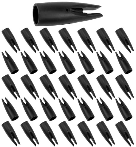 Yocimango Solid Color Arrow Nocks Arrow Nocks Plastic Arrow Tails for 5/16 Hunting Compound Bow Arrow Tail Plastic Accessories（Black）-36PCS