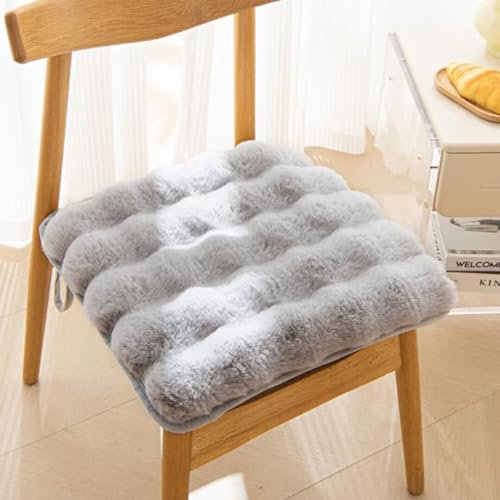 Bettschlange Sitzkissen, 4er Set Stuhlkissen 45x45cm mit Bändern, Plüsch Komfort Sitzpolster Büro Lazy Warm Stuhlauflage, Auflagen für Stühle für Kleine Stühle Zuhause, Küche, Büro,Grau
