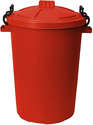 FotoStation 50 Litre Red Plastic Bins with Clip Lock Removable Lid 50L Design Under Kitchen Cabinet Waste Rubbish Dustbin Trash Can (50L Litre)