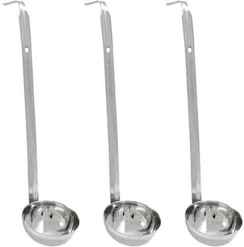 Piutouyar 3 Pcs 3 oz Soup Ladle Set, Stainless Steel Ladle with Long Hooked Handles Kitchen Cooking Serving Ladle Accessories for Cooking Soup Sauce Stews