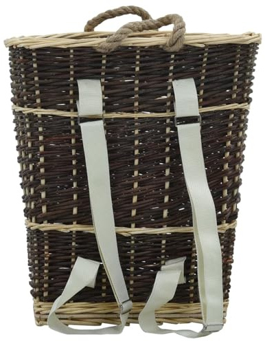 Tidyard Holzkorb Brennholz-Rucksack Mit Tragegriffen und Riemen Vielseitige Weide-Rucksack Wäschekorb Gemüseaufbewahrungskorb 44,5 x 37 x 50 cm (L x B x H) Mit Riemen und Griffen zum einfachen Tragen