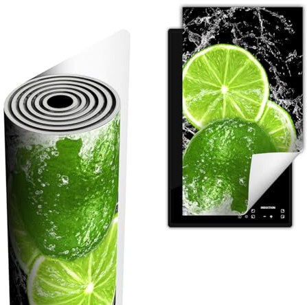 TMK ArtDeko Herdabdeckplatte Ceranfeld abdeckung Aufrollbare Matte für Induktion Einteilig 30x52 cm, Schwarz Limette