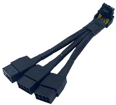 YIMIKEDAYA 12VHPWR 16 Pin zu 3X 8Pin Grafikkarte 90 Grad Netzteil Adapter Kabel 16AWG GPU Splitter PCI-E 5.0 für GPU 4080 4090 (15cm) (Type A)
