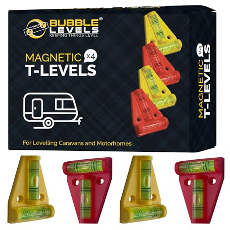 BUBBLE LEVELS | 4 Magnetic T-Level | Mini Spirit Level | Caravan Spirit Level - Motorhome Levelling Devices | Motorhome Gadgets Levellers | Mini Level Spirit for Levelling Campervan