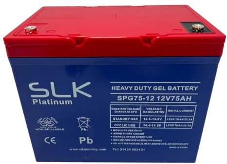 SLK Platinum Mobility Scooter GEL Battery Pair of 2 x 12v 75ah Reliable And long Lasting Replacement Batteries For Electric Scooters And Wheelchairs